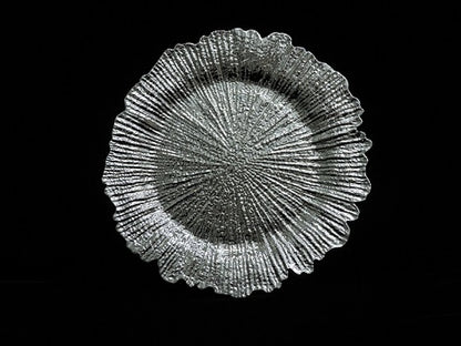 13" Silver Sunburst Plastic Charger Plate - Item #53739-1 & 53739-2