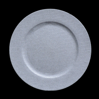 13" Silver Crosshatch Plastic Charger Plate - Item #54258