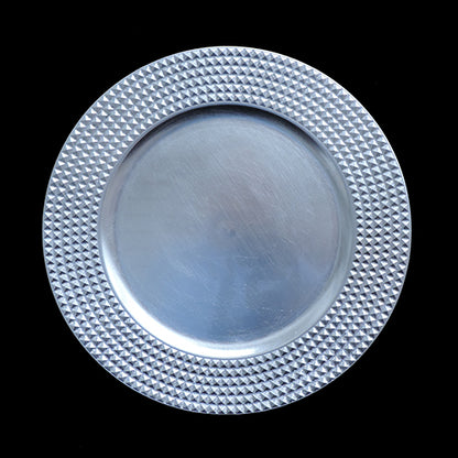 13" Silver Studded Plastic Charger Plate - Item #54404