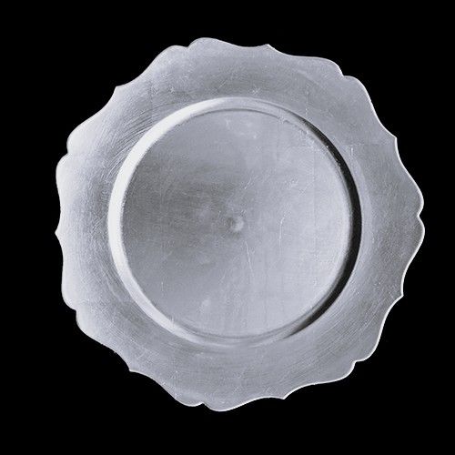 13" Metallic Scallop Edge Plastic Charger Plate-Item #54411