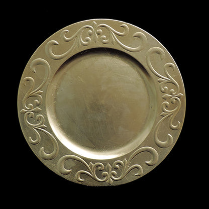 13" Gold Gilded Bow Plastic Charger Plate - Item #54415