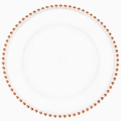 13" Rose Gold Beaded Glass Charger Plate - Item #547562