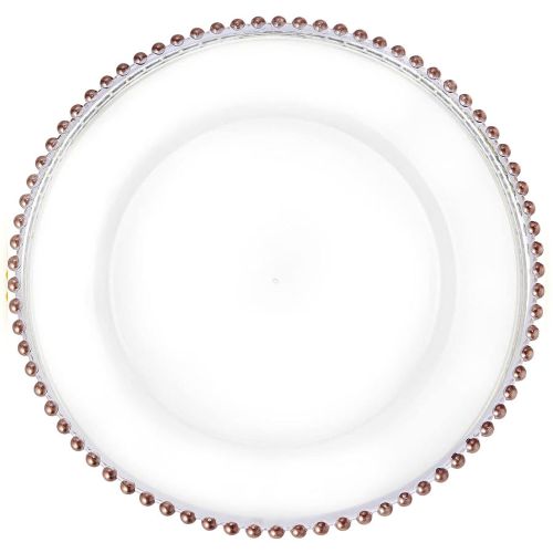 13" Rose Gold Beaded Glass Charger Plate - Item #547562