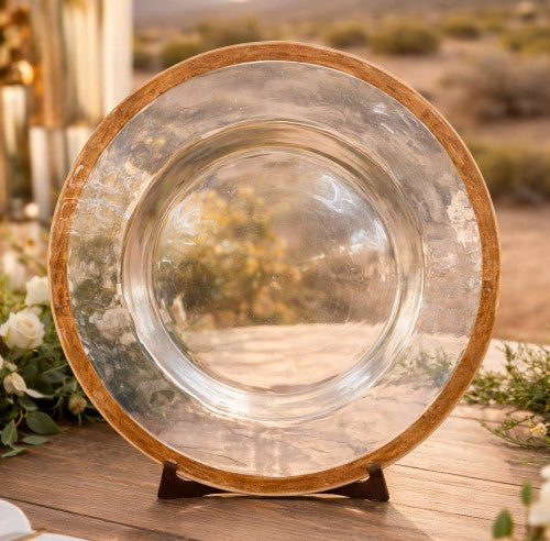 13" Rose Gold Rim Glass Charger Plate - item #547572-1