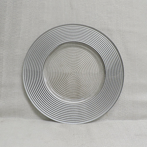 13" Silver Rope Glass Charger Plate - Item #54761-1
