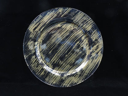 13" Gold Foil Brush Glass Charger Plate - Item #54762-1