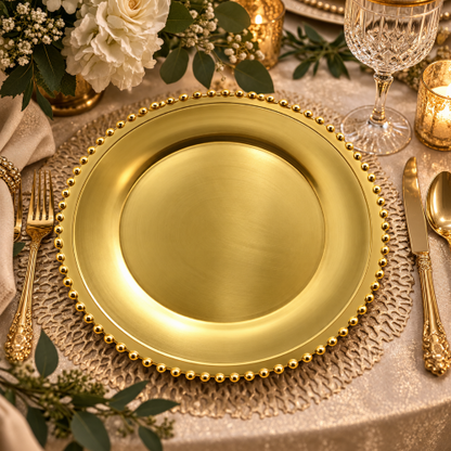 13" Gold Beaded Charger Plate – Item #55082
