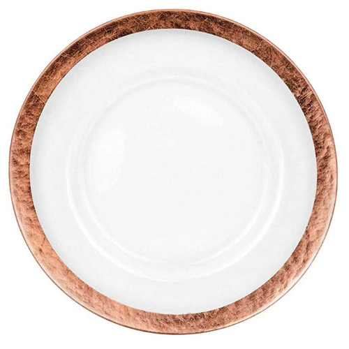 13" Rose Gold 3" Rim Glass Charger Plate - 55092-1