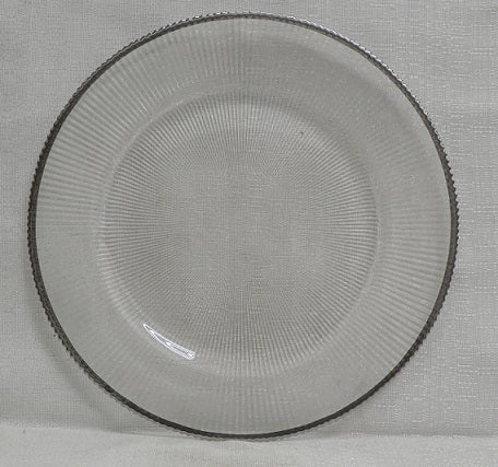 13" Silver Rim Ridge Glass Charger Plate - Item #55094