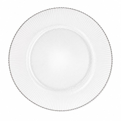 13" Silver Rim Ridge Glass Charger Plate - Item #55094