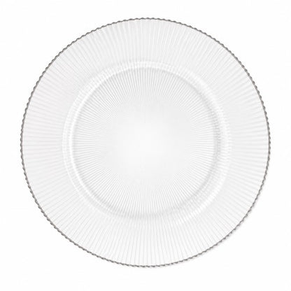 13" Silver Rim Ridge Glass Charger Plate - Item #55094