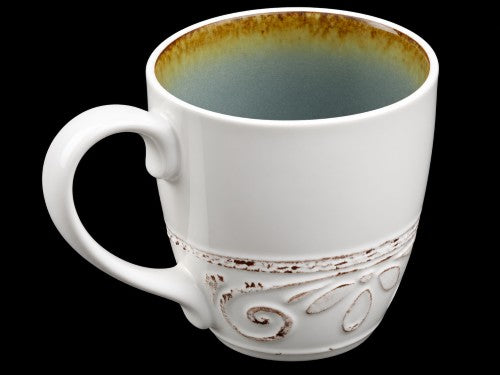 14 oz. White and Green Reactive Mug - Item #55660
