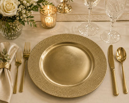 13" Gold Pebble Rim Charger Plate – Item #55753