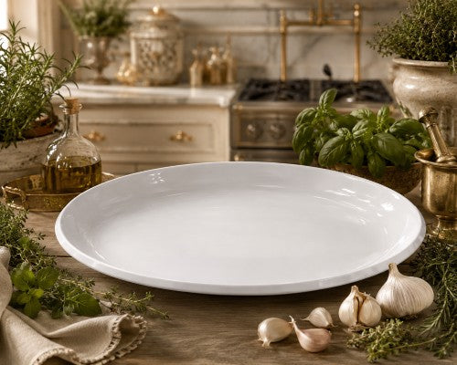 21" x 10.25" White Oval Melamine Platter Item #57013-1