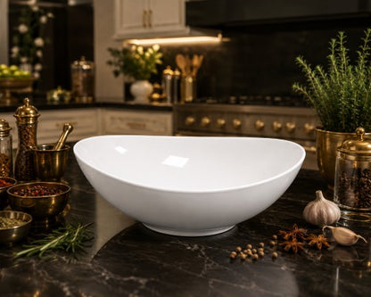 13.4" x 11.8" Oval White Melamine Bowl Item #57015-1