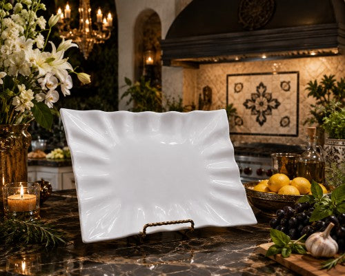 17.7" x 13.8" Heavy-Duty Wavy Rectangular Melamine Tray Item #57017