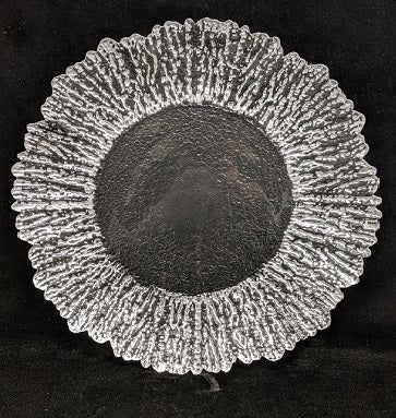 13" Silver Ruffle Edge Glass Charger - Item #57048