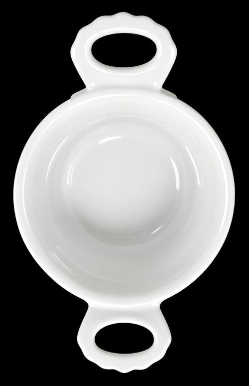 4.75" White Porcelain Stew Pot with Handles – Item #57854