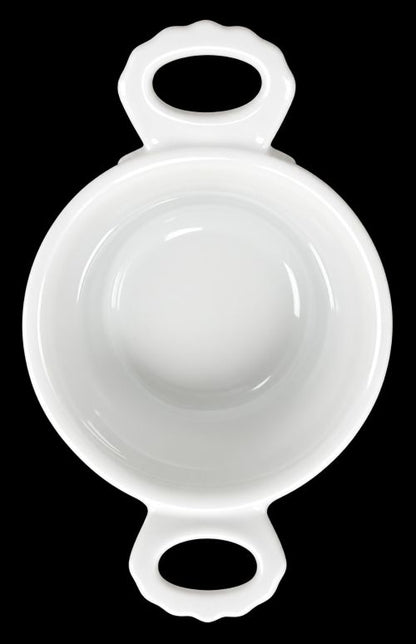 4.75" White Porcelain Stew Pot with Handles – Item #57854