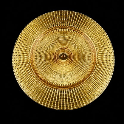 13" Gold Grid Studded Plastic Charger Plate - Item #59716