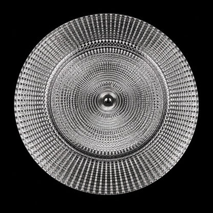 13" Silver Grid Studded Plastic Charger Plate - Item #59717
