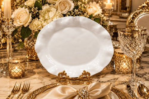 18.5" x 14.4" Oval Wavy Rim Platter – White Melamine Item #59720