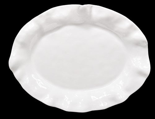 18.5" x 14.4" Oval Wavy Rim Platter – White Melamine Item #59720
