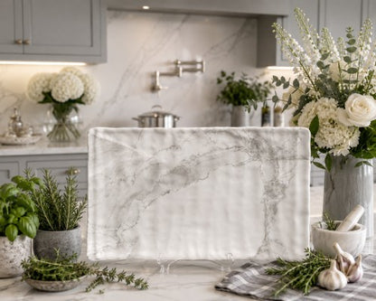 10.3" x 6.57" Rectangular Greige Marble-Look Melamine Platter Item #59723