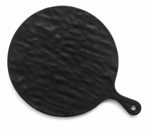 12" Black Round Textured Handled Board 100% Melamine Item #59724