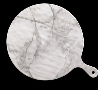 12" Round Marble-Look Handled Food Board – 100% Melamine Item #59725