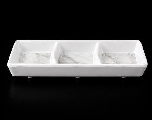 6.96" x 2.55" 3-Section Melamine Serving Dish - Item #59727