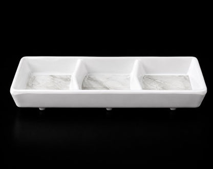6.96" x 2.55" 3-Section Melamine Serving Dish - Item #59727