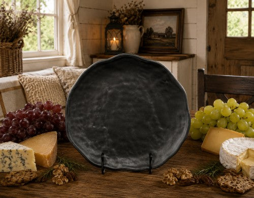 9.84" Matte Black Round Melamine Plate Item #59732