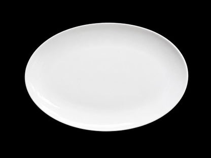 14" × 9.75" White Oval Melamine Plate - Item #65004