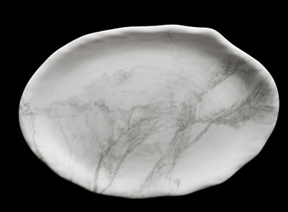12.25" Oval Marble-Look Plate, 100% Melamine Item #65018