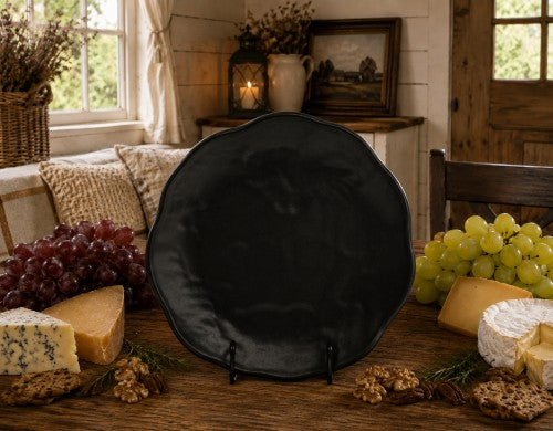8.25" Round Matte Black Plate, 100% Melamine Item #65019