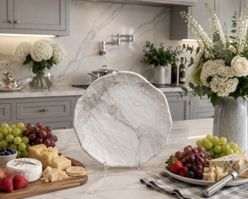 9.84" Round Marble-Look Melamine Plate Item #65022