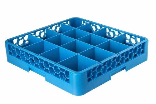 16-Compartment Plastic Blue Storage Rack - Item #65056-1