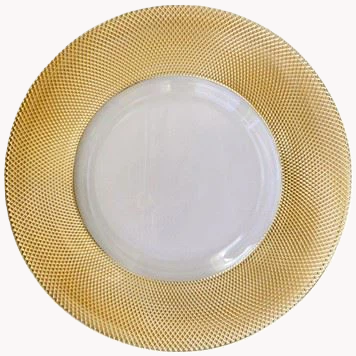13" Gold Pattern Glass Charger - Item #65096