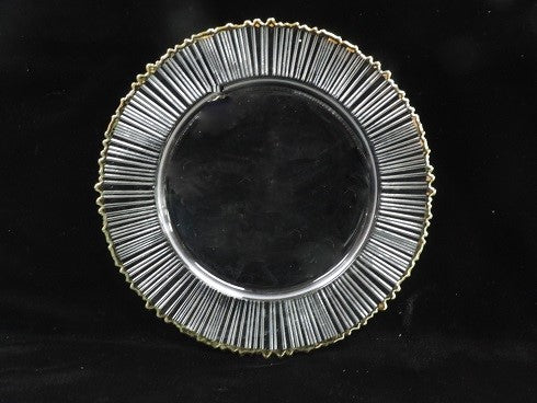 13" Gold Rimmed Fluted Glass Charger - 65402