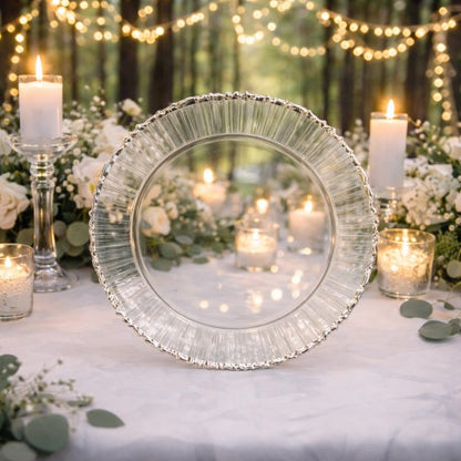 13" Silver Radiant Rim Glass Charger Plate - Item #65403