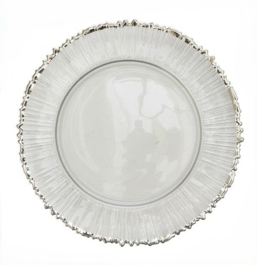 13" Silver Radiant Rim Glass Charger Plate - Item #65403