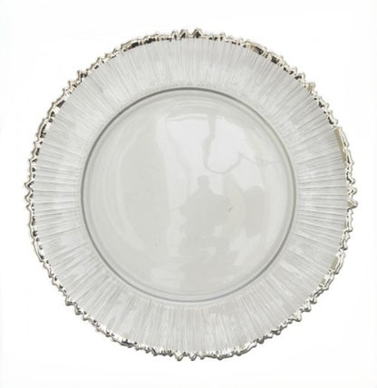 13" Silver Radiant Rim Glass Charger Plate - Item #65403