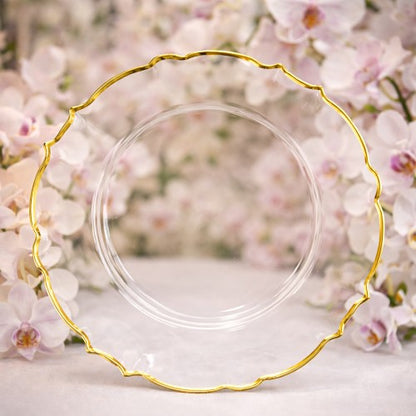 13" Gold Scallop Rimmed Glass Charger Plate - Item # 65405