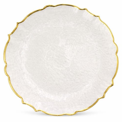 13" Gold Scallop Rimmed Glass Charger Plate - Item # 65405