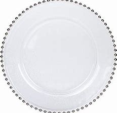 13" Silver Beaded Glass Charger Plate - Item #65408