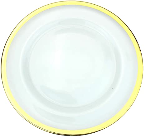 13" Glass Charger Plate with Gold Thick Rim - Item# 65409-1