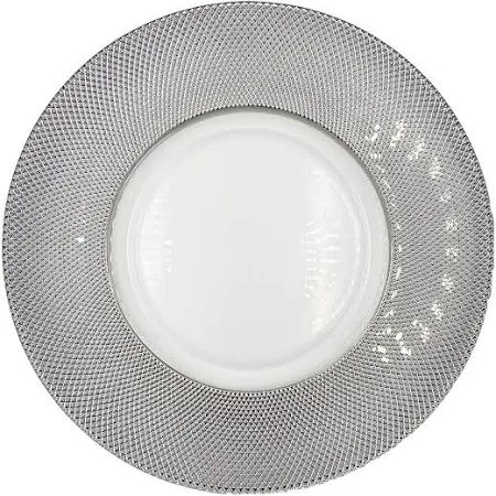 13" Silver Diamond Rim Glass Charger Plate - Item #65410