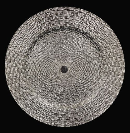 13" Silver Harvest Weave Plastic Charger Plate - Item # 65456