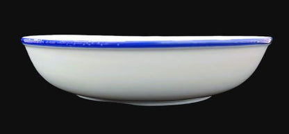 9" White Bowl with Thin Blue Rim - Item #: 65984